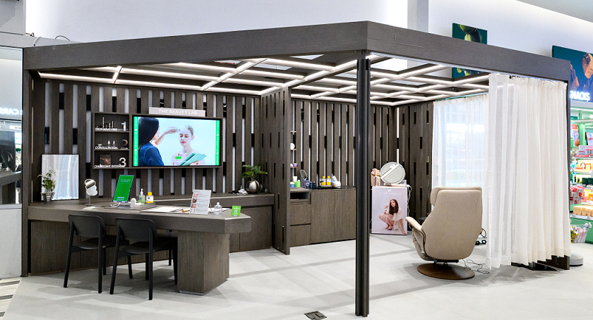 The Beauty Lab zone at Olive Young's K-beauty store in Pasadena, CA. 